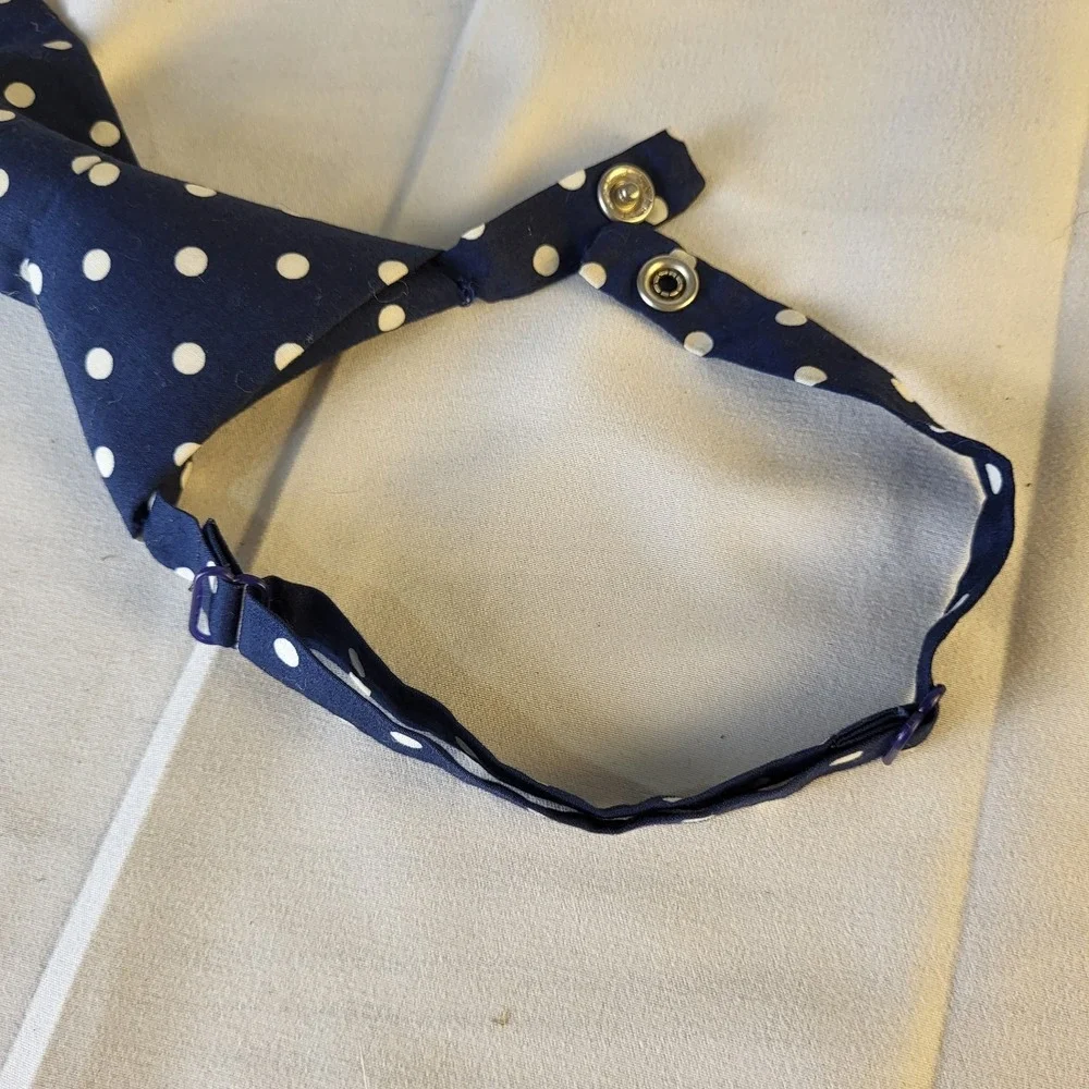 Polarn O Pyret Kids Navy White Polkadot Adjustable Necktie with Snap